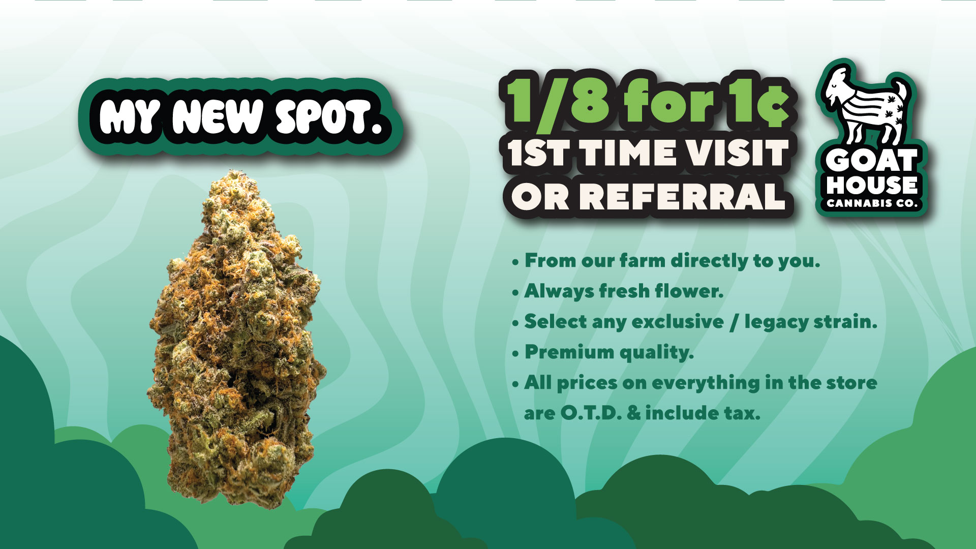 New Patients Goat House Cannabis May Deals banner