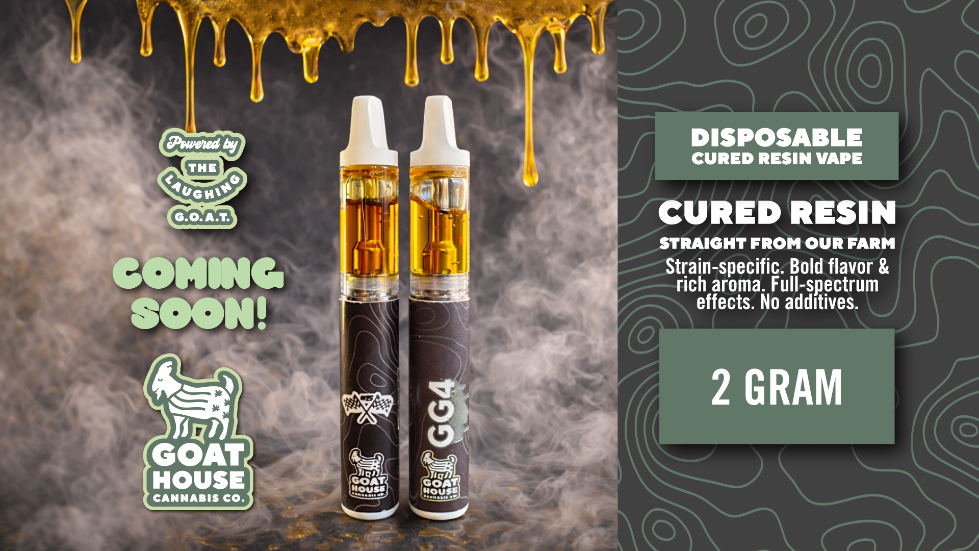 2 Gram Disposable Cured Resin Vapes by Goat House Cannabis Oklahoma City