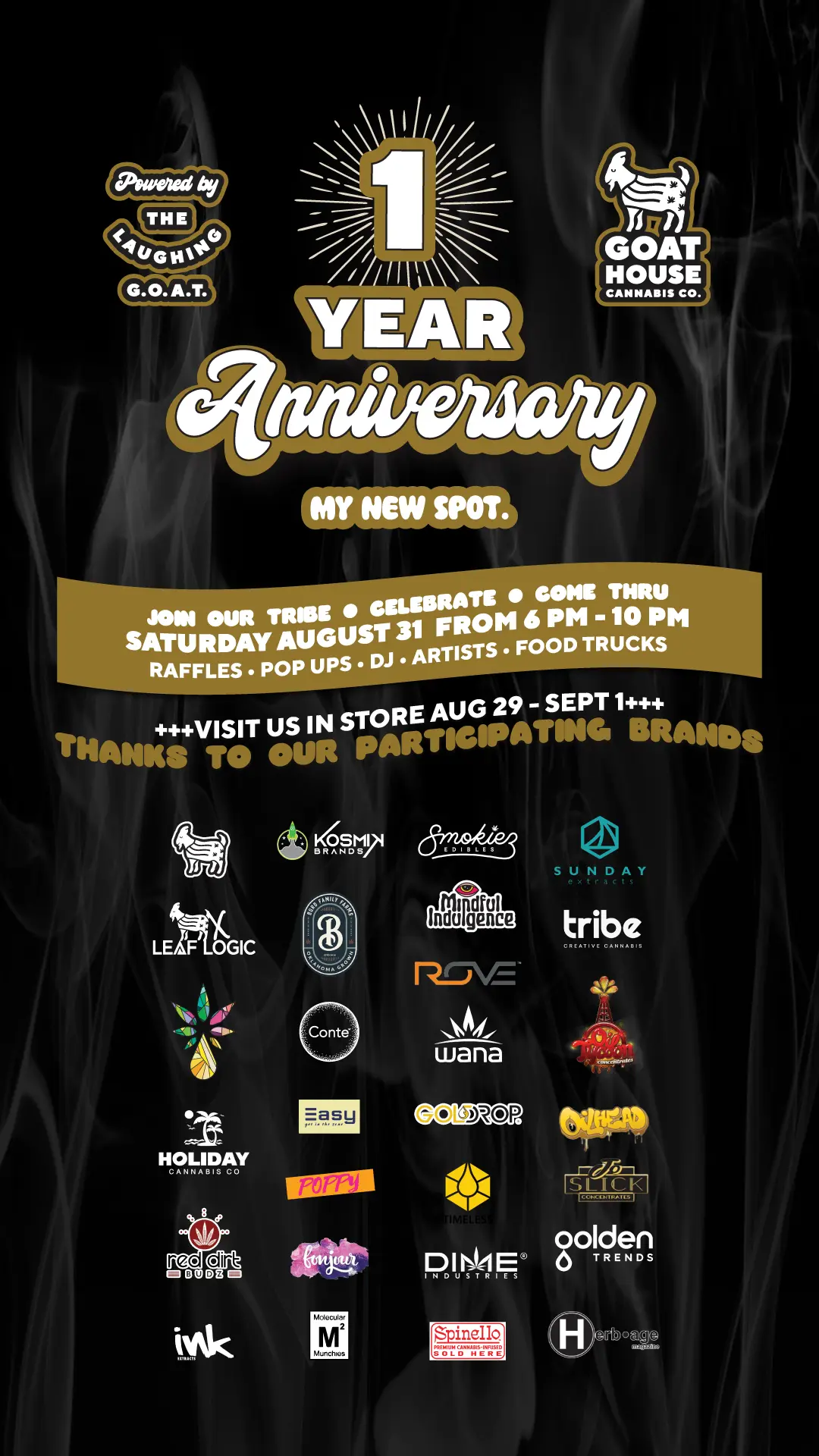 Goat House Dispensary Celebrate 1 YEAR anniversary Banner portrait