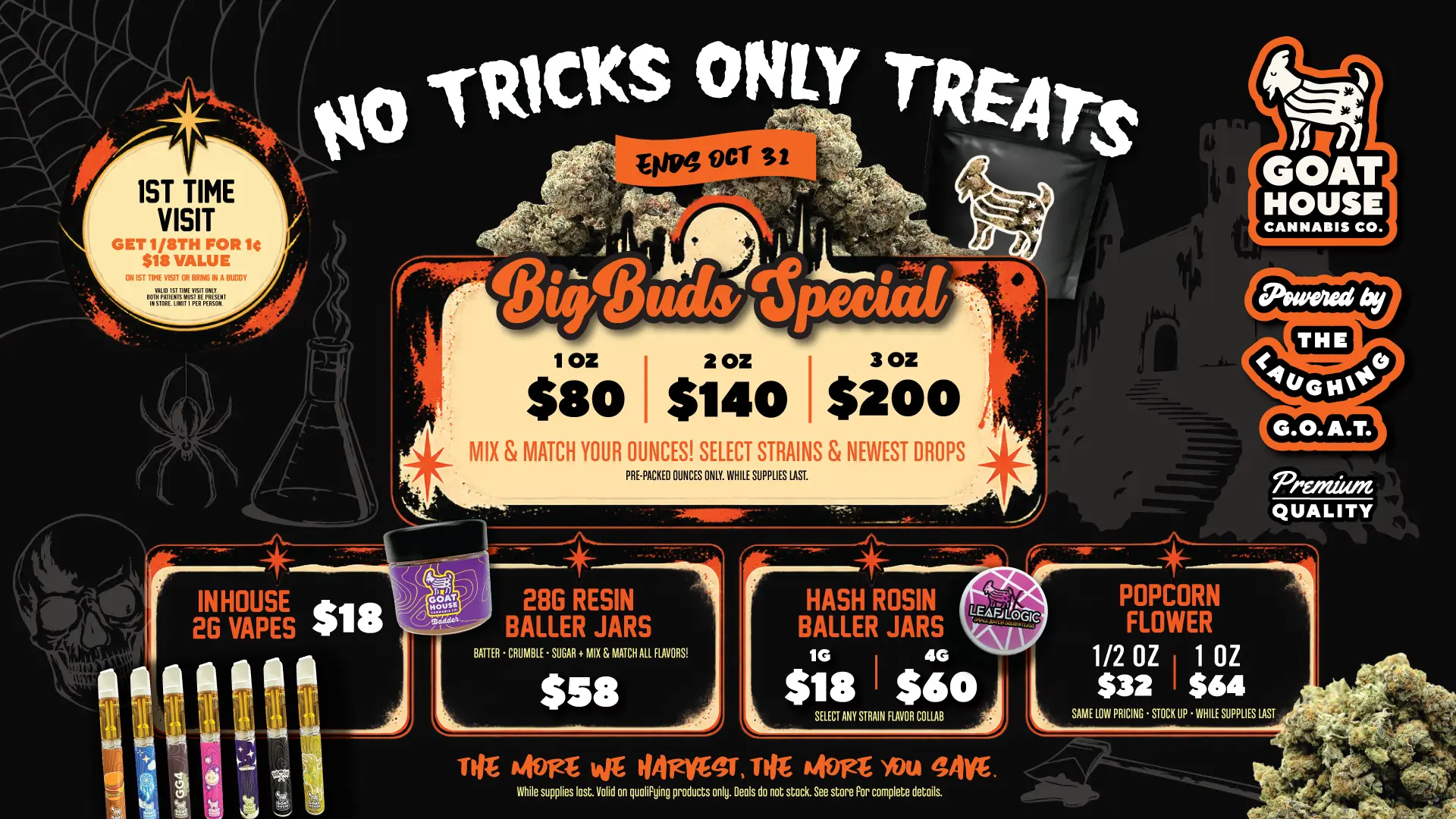 Goat House October Deals No Tricks only Treat Deals