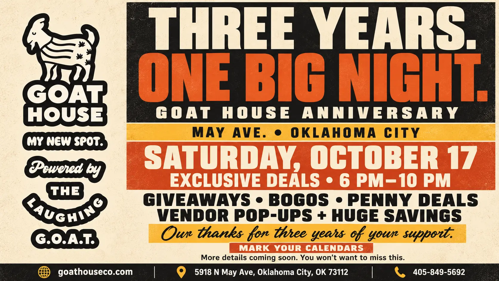 Goat House 3-Year Anniversary in OKC | October 17