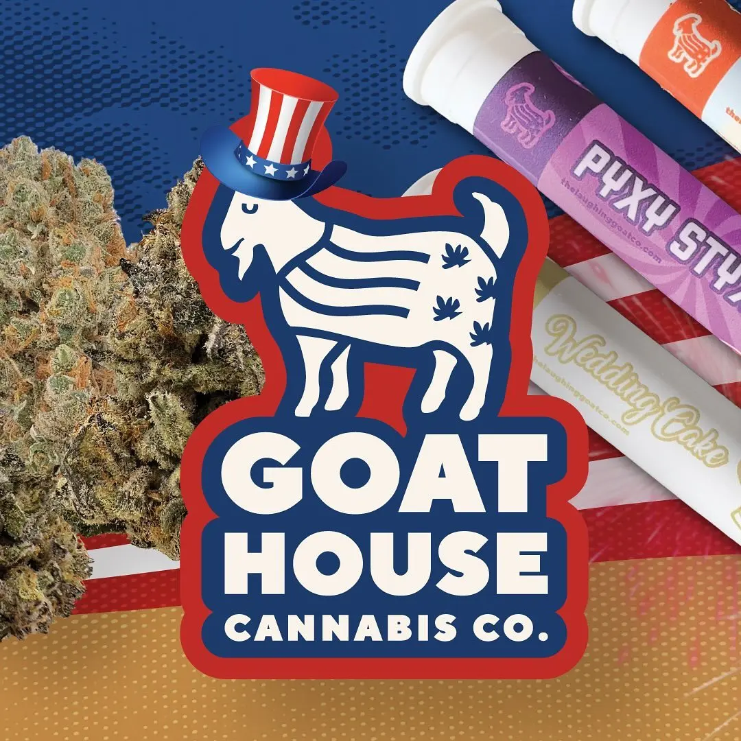 Spark One Up For Freedom Goat with flag Month Cannabis Deals, best deals in Oklahoma
