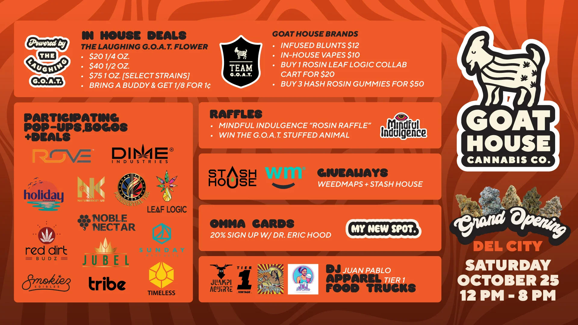 DEL CITY GRAND OPENING INFORMATION 5 Goat house grand opening deal card